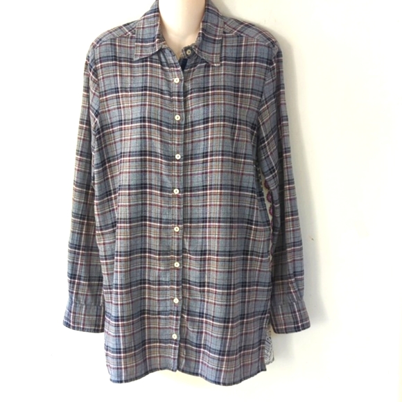 Johnny Was 3J Altivo Scarf Back Plaid Button Shirt - Picture 2 of 16
